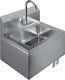 Stainless Steel Hands-free Wall-mounted Hand Sink With Faucet And Knee Valve Ped