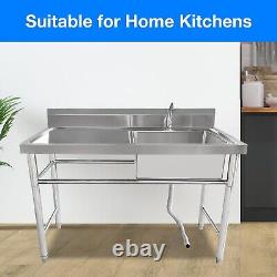 Stainless Steel Kitchen Deep Sink Set Free Standing Commercial Restaurant Sink