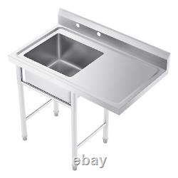 Stainless Steel Kitchen Drainboard Sink Utility Sink for Commercial and Home Use