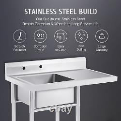 Stainless Steel Kitchen Drainboard Sink Utility Sink for Commercial and Home Use