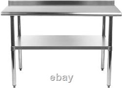 Stainless Steel Kitchen Food Prep Table Work Table with 1.5 Backsplash NSF