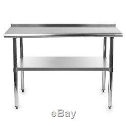Stainless Steel Kitchen Restaurant Work Prep Table with Backsplash 24 x 48