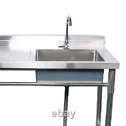 Stainless Steel Kitchen Stand Sink Square Catering Prep Table Commercial 47inch