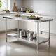 Stainless Steel Prep & Work Table Commercial Kitchen Table Undershelf 47 X 24