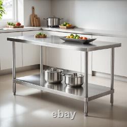 Stainless Steel Prep & Work Table Commercial Kitchen Table Undershelf 47 x 24