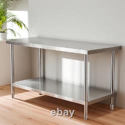 Stainless Steel Prep & Work Table Commercial Kitchen Table Undershelf 47 x 24