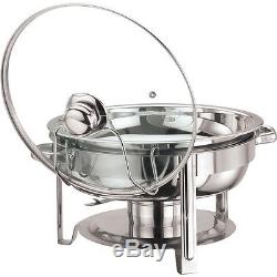 Stainless Steel Round Chafing Dish Glass LID 4.5 Litre 30cm Diameter