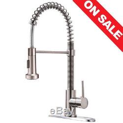 Stainless Steel Single Handle Pull Down Sprayer Spring Kitchen Sink Faucet Mixer