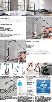 Stainless Steel Single Handle Pull Down Sprayer Spring Kitchen Sink Faucet Mixer