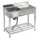 Stainless Steel Utility Sink Single Bowl Commercial Kitchen Sink With Workbench