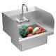 Stainless Steel Wall Mount Utility Sink With Faucet Commercial Hand Washing Basin