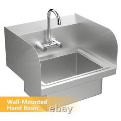 Stainless Steel Wall Mount Utility Sink with Faucet Commercial Hand Washing Basin