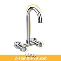 Stainless Steel Wall Mount Utility Sink with Faucet Commercial Hand Washing Basin