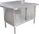 Stainless Steel Work Prep Table Cabinet 30 X 60 With 3 Overhangs, 4 Backsplash