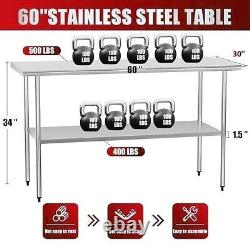 Stainless Steel Work Table 30x60in Commercial Kitchen Equipment Food Prep Table