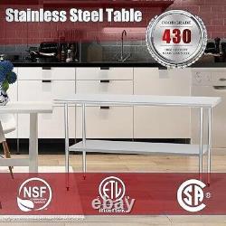 Stainless Steel Work Table 30x60in Commercial Kitchen Equipment Food Prep Table