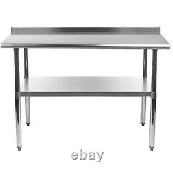 Stainless Steel Work Table with 1.5 Backsplash Kitchen Food Prep Table