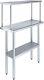 Stainless Steel Work Table With Wide Single Tier Overshelf Table + Shelving