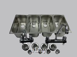 Standard 4 Compartment Sink Set & Hand Washing for Concession Stand Food Trailer
