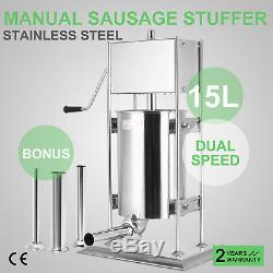 Standard Stainless Steel Meat Sausage Stuffer Filler Salami Maker Vertical 15L