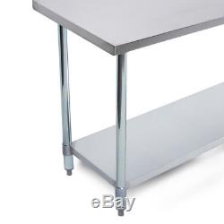 Sturdy Work Table Prep Stainless Steel with Galvanized Undershelf, 60 x 24