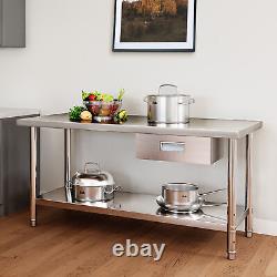 TAUS Stainless Steel 72 x 24 Commercial Kitchen Work Prep Table with Drawer