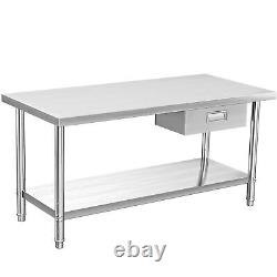 TAUS Stainless Steel 72 x 24 Commercial Kitchen Work Prep Table with Drawer