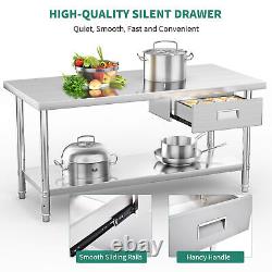 TAUS Stainless Steel 72 x 24 Commercial Kitchen Work Prep Table with Drawer