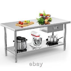 TAUS Stainless Steel 72 x 24 Commercial Kitchen Work Prep Table with Drawer