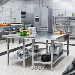 TAUS Stainless Steel 72 x 24 Commercial Kitchen Work Prep Table with Drawer