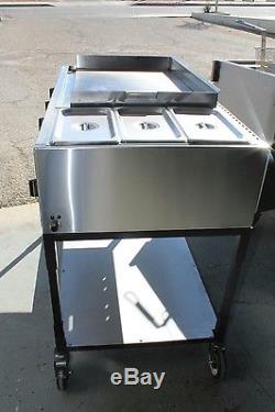 Taco cart, catering cart, griddle with steamer and stand