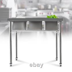 Three 3 Compartment Stainless Steel Commercial Kitchen Bar Sink