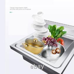 Top Mount Stainless Steel Kitchen Sink 2-Hole 16 Gauge Drain 1 Compartment