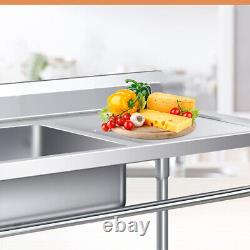 Top Mount Stainless Steel Kitchen Sink 2-Hole 16 Gauge Drain 1 Compartment