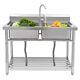 Two Compartment Commercial Kitchen Sink 201 Stainless Steel For Restaurant