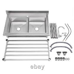 Two Compartment Commercial Kitchen Sink 201 Stainless Steel for Restaurant