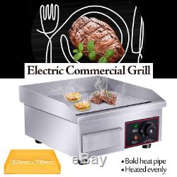 US 1500W 110V BBQ Electric Countertop Griddle Flat Commercial Restaurant Grill