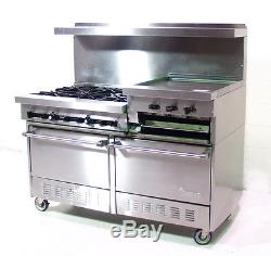 Used Sunfire 6 Eye Range With 24 Griddle, Broiler And 2 Ovens Sx-6-24bg-2626