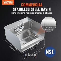 VEVOR 14 NSF Wall Mount Hand Wash Sink Commercial Restaurant Stainless Steel