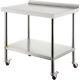 Vevor 30x24in Stainless Steel Kitchen Work Prep Table With Backsplash & Casters