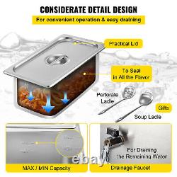 VEVOR Commercial Food Warmer Bain Marie Steam Table Countertop 5-Pan Station