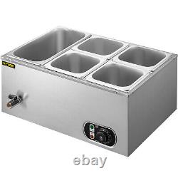 VEVOR Commercial Food Warmer Bain Marie Steam Table Countertop 5-Pan Station