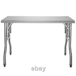 VEVOR Commercial Stainless Steel Folding Work Prep Tables Open Kitchen 48X24