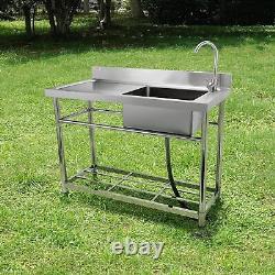 VEVOR Stainless Steel Utility Sink, Free Standing Single Bowl Commercial Kitchen