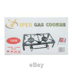 Viper Cast Iron Gas Boiling Ring LPG Burner Cooker Outdoor Double Camping 10kw