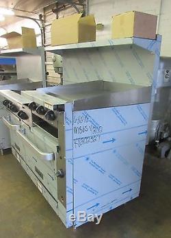 Vulcan LP Gas 6 Burner Range with Raised 24 Griddle & Broiler Double Oven