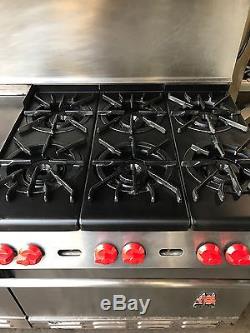 WOLF STOVE RANGE 6 Burners 23 GRILL 2 OVENS NATURAL GAS RESTAURANT