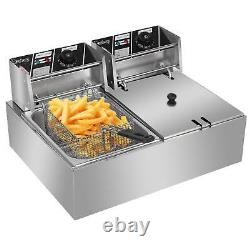 ZOKOP 5000W Electric Deep Fryer 12L Dual Fry Machine Commercial Restaurant